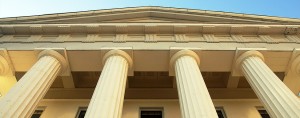 Pillars of courtroom entrance